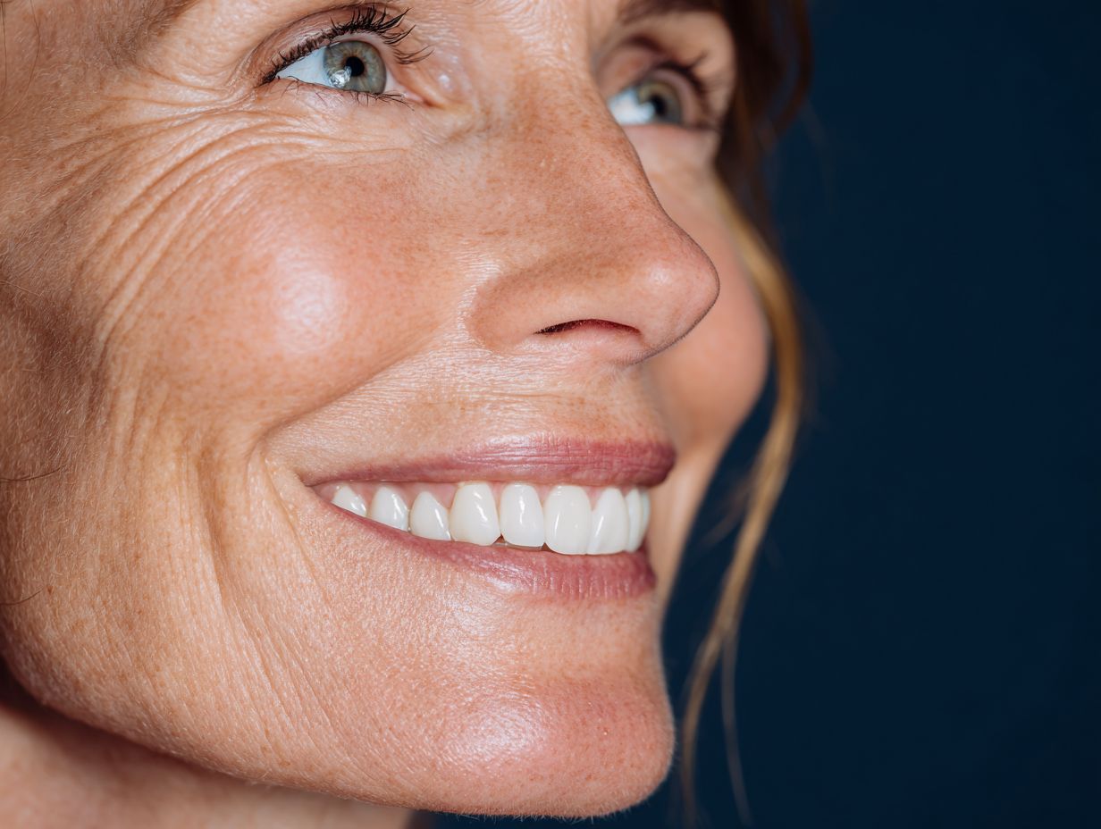 Dental implant illustration showing titanium post and crown